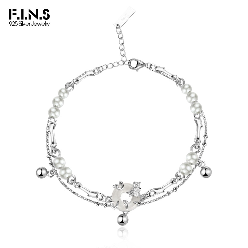 Lobster Clasp Silver - F.I.S-Pulseira Handmade Shell Pérola, Estilo Chinês,