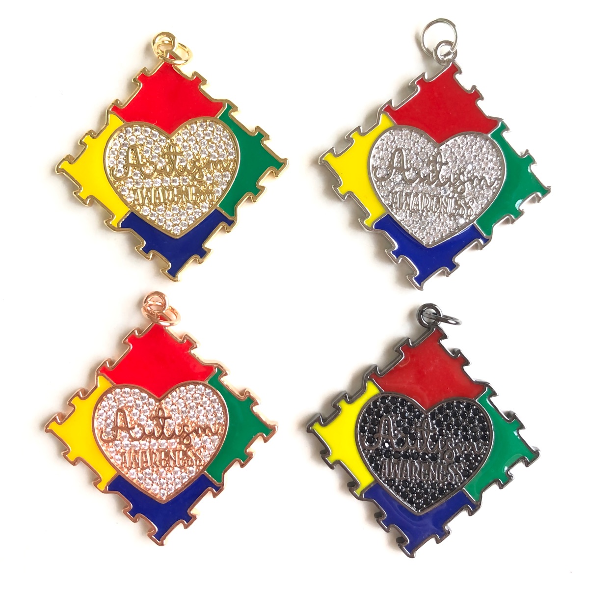 Jewelry Making Game - Zirconia Pave Esmalte Pingente, Autism Awareness