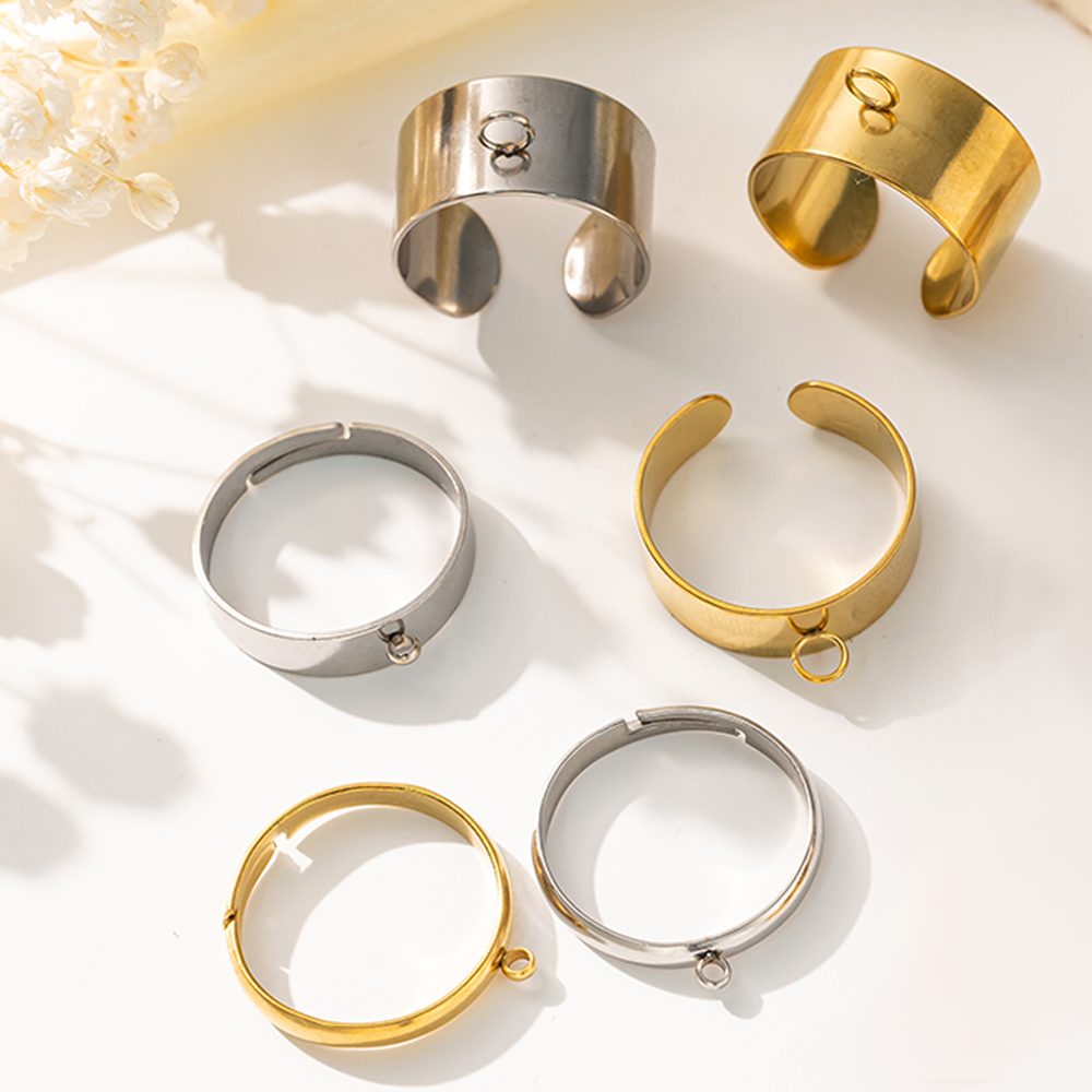 Ring Blank Adjustable - 5 pçs/lote aço inoxidável cor dourada