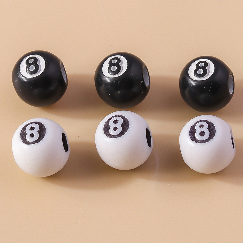 3D Black Billiard Charms Beads - Jewelry Making Game avaliação e preço