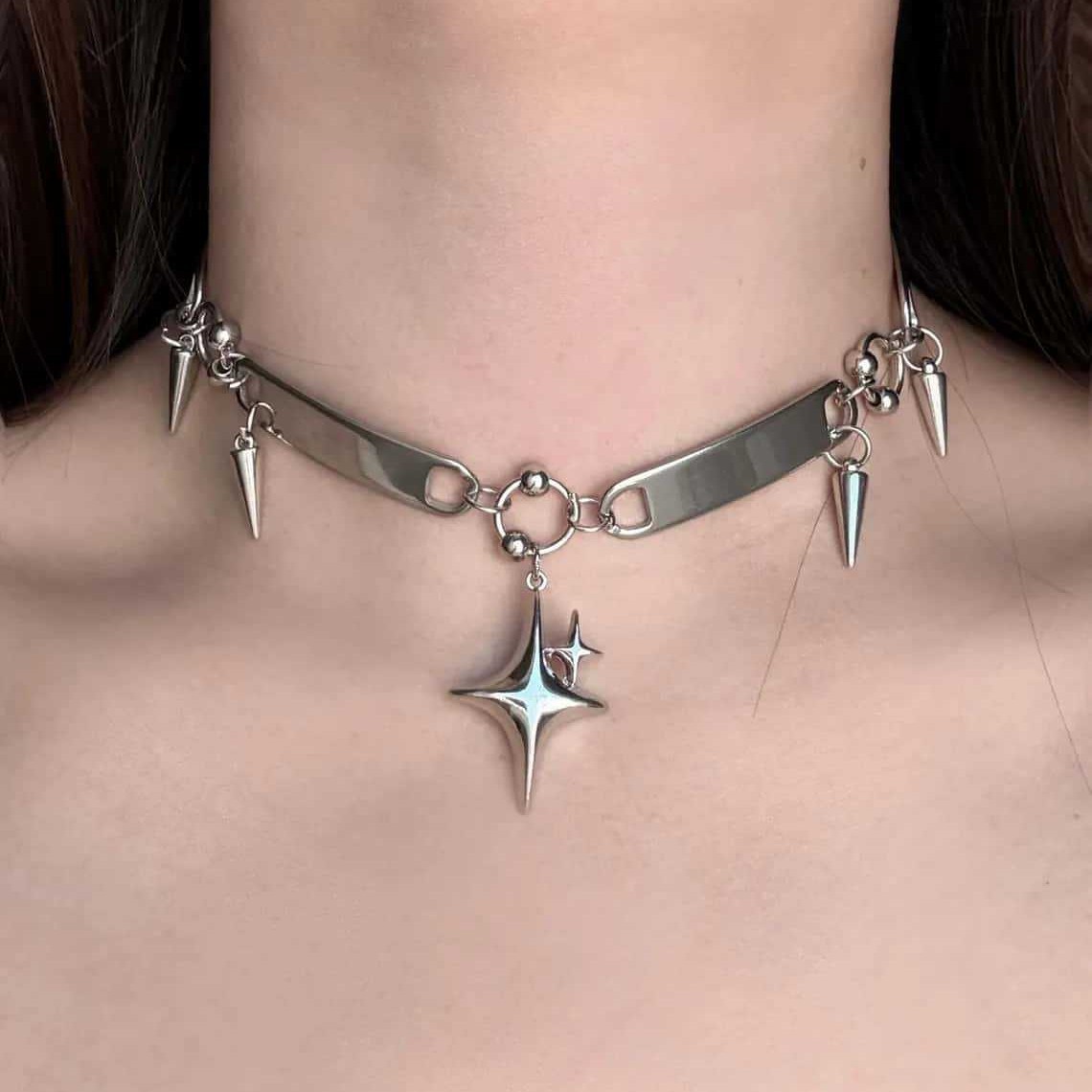 Colar Choker Punk com Estrelas - Jewelry Making Necklaces avaliação e preço