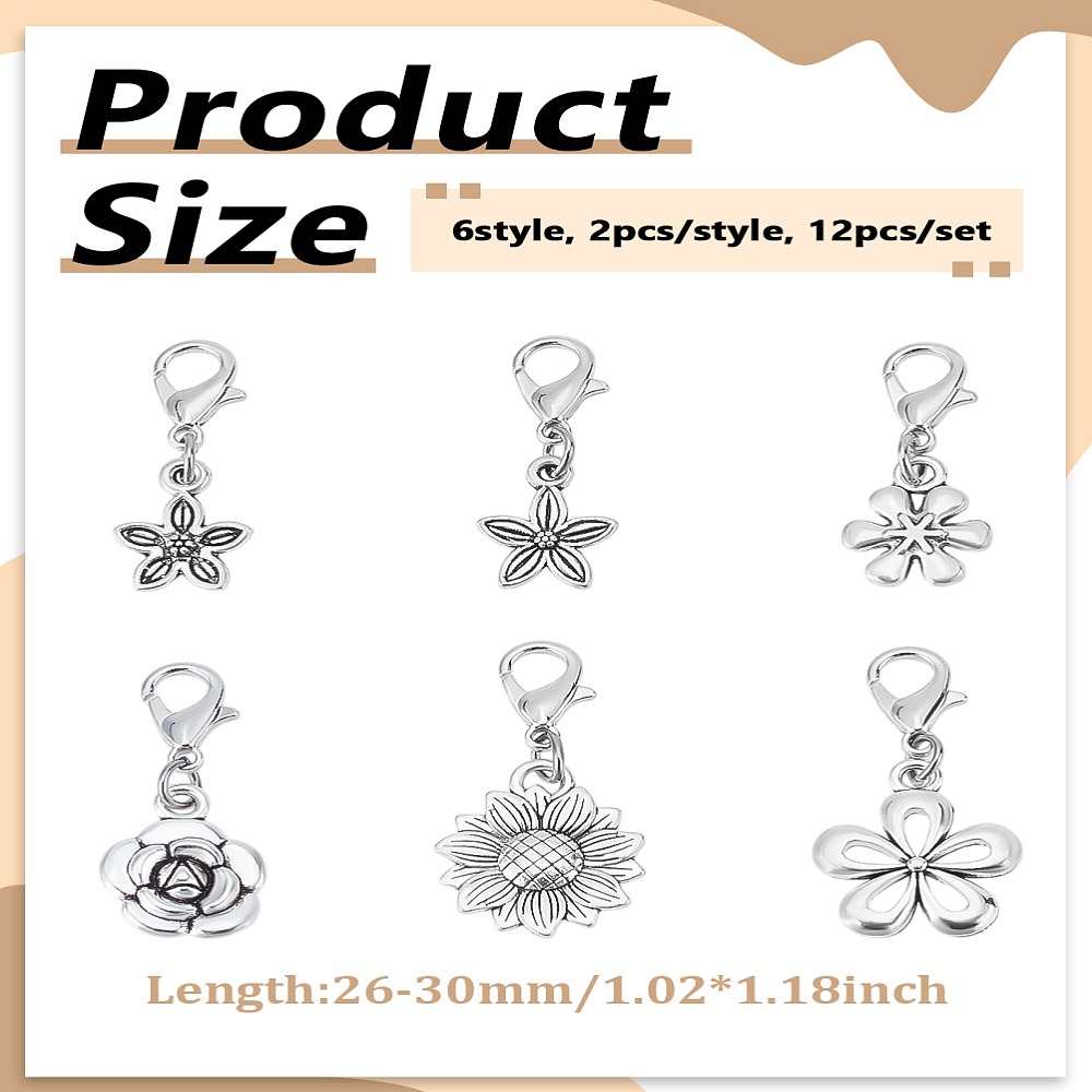 12 Peças de Pingentes de Liga  - Lobster Clasp Silver avaliação e preço