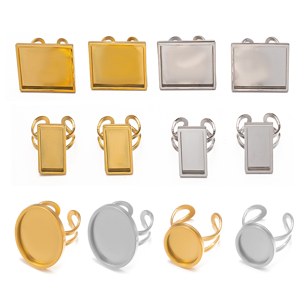 4 pçs de aço inoxidável quadra - Ring Blank Adjustable avaliação e preço